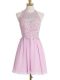 Enchanting Lilac Halter Top Lace Up Appliques Bridesmaid Dress Sleeveless