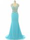 Scoop Sleeveless Chiffon Homecoming Dress Lace and Appliques Brush Train Backless