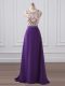 Purple Pageant Dress for Teens Prom and Military Ball and Sweet 16 with Beading Scoop Sleeveless Brush Train Zipper
