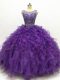 Floor Length Ball Gowns Sleeveless Purple Vestidos de Quinceanera Lace Up