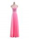 Rose Pink Zipper Pageant Gowns Beading Sleeveless Floor Length