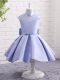 Lavender Flower Girl Dresses Wedding Party with Beading and Bowknot and Belt High-neck Cap Sleeves Zipper
