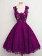 On Sale Knee Length Purple Dama Dress Lace Sleeveless Lace