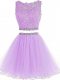 Artistic Two Pieces Pageant Dress Womens Lavender Scoop Tulle Sleeveless Mini Length Zipper