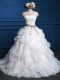Stylish White Lace Up Sweetheart Lace and Ruffles Bridal Gown Organza Sleeveless