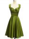 Olive Green Straps Neckline Ruching Bridesmaid Gown Sleeveless Lace Up