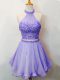 Pretty Lavender Two Pieces Beading Wedding Party Dress Lace Up Organza Sleeveless Knee Length