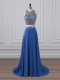 Blue Sleeveless Chiffon Zipper Prom Dresses for Prom and Party