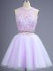 Romantic Lavender Vestidos de Damas Prom and Party and Wedding Party with Beading Scoop Sleeveless Lace Up