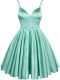 Apple Green Vestidos de Damas Prom and Party and Wedding Party with Lace Spaghetti Straps Sleeveless Lace Up