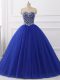 Tulle Sweetheart Sleeveless Lace Up Beading 15th Birthday Dress in Royal Blue