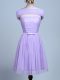 Trendy Lavender Strapless Neckline Belt Dama Dress Sleeveless Side Zipper