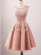 Extravagant Pink Scoop Neckline Lace Wedding Party Dress Sleeveless Lace Up