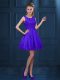 Superior Purple Scoop Neckline Lace and Ruffled Layers Damas Dress Sleeveless Zipper