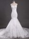 Court Train Mermaid Wedding Gown White Sweetheart Tulle Sleeveless Lace Up