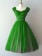 Dynamic Cap Sleeves Lace Up Knee Length Ruching Dama Dress for Quinceanera