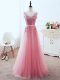 Pink Sleeveless Tulle Lace Up Prom Dresses for Prom and Party and Military Ball and Sweet 16