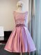 Fashion Lilac Scoop Neckline Lace and Appliques and Belt Prom Dress Sleeveless Lace Up