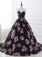 Delicate Multi-color Printed Lace Up Sweetheart Sleeveless Prom Gown Brush Train Ruching