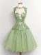 Sleeveless Lace Up Knee Length Lace Quinceanera Court of Honor Dress