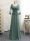 Most Popular Green Long Sleeves Beading and Lace and Appliques Floor Length Mother of Bride Dresses
