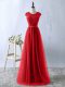 Short Sleeves Zipper Floor Length Lace Prom Gown
