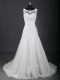 Gorgeous White Tulle Lace Up Wedding Gown Sleeveless Brush Train Lace