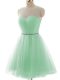Beading and Ruching Dress for Prom Apple Green Lace Up Sleeveless Mini Length