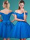 Customized Blue Sleeveless Tulle Lace Up Court Dresses for Sweet 16 for Prom and Party