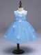 Tulle Sleeveless Knee Length Flower Girl Dresses for Less and Appliques and Bowknot