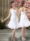 Custom Design Chiffon Sleeveless Knee Length Wedding Dresses and Hand Made Flower