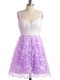 Lace Straps Sleeveless Lace Up Lace Bridesmaid Gown in Lilac