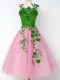 Colorful Rose Pink Straps Lace Up Appliques Bridesmaid Dresses Long Sleeves