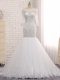Floor Length Zipper Wedding Dresses White for Wedding Party with Beading and Lace