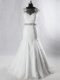 Tulle Cap Sleeves Bridal Gown Brush Train and Beading and Lace