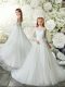 Sophisticated 3 4 Length Sleeve Brush Train Clasp Handle Lace Flower Girl Dresses