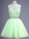 Yellow Green Two Pieces Tulle Scoop Sleeveless Beading Knee Length Lace Up Wedding Party Dress