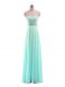 Strapless Sleeveless Prom Party Dress Floor Length Beading Aqua Blue Chiffon