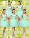 Glamorous Apple Green Sleeveless Tulle Lace Up Bridesmaids Dress for Prom and Party