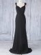 Fantastic Black Sleeveless Sweep Train Appliques Quinceanera Court of Honor Dress