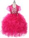 Best Organza Sleeveless Floor Length Little Girl Pageant Gowns and Ruffles and Sequins and Bowknot