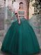 Floor Length Ball Gowns Sleeveless Dark Green Quinceanera Gowns Lace Up