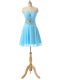 Fantastic Baby Blue Sleeveless Mini Length Beading Lace Up Prom Party Dress