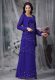 Customized Blue Chiffon Zipper Mother Dresses Sleeveless Floor Length Beading