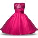 Beautiful Knee Length Zipper Toddler Flower Girl Dress Hot Pink for Military Ball and Sweet 16 and Quinceanera with Belt and Hand Made Flower