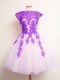 Multi-color Lace Up Scalloped Appliques Dama Dress for Quinceanera Tulle Sleeveless