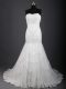 Sleeveless Brush Train Lace Lace Up Wedding Gown