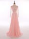 Captivating Peach Sleeveless Lace and Appliques Floor Length Prom Dress
