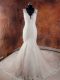 Custom Made Court Train Mermaid Wedding Gowns White V-neck Tulle Sleeveless Side Zipper