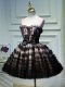 Pretty Black Sleeveless Mini Length Ruffled Layers and Belt Backless Prom Dresses